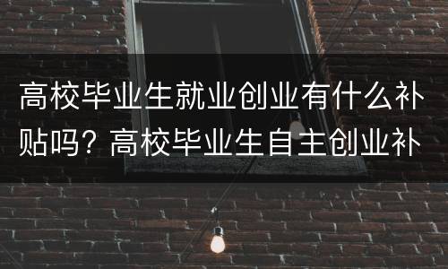 高校毕业生就业创业有什么补贴吗? 高校毕业生自主创业补贴
