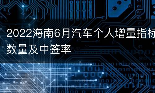 2022海南6月汽车个人增量指标数量及中签率