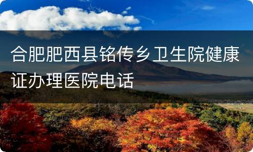 合肥肥西县铭传乡卫生院健康证办理医院电话