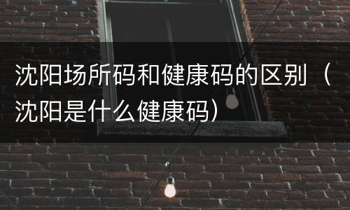 沈阳场所码和健康码的区别（沈阳是什么健康码）