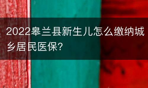 2022皋兰县新生儿怎么缴纳城乡居民医保？
