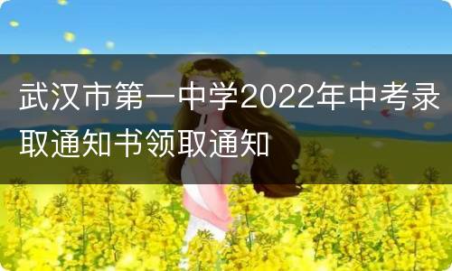 武汉市第一中学2022年中考录取通知书领取通知