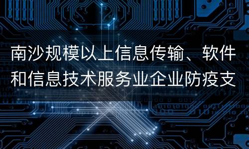 南沙规模以上信息传输、软件和信息技术服务业企业防疫支出补贴标准
