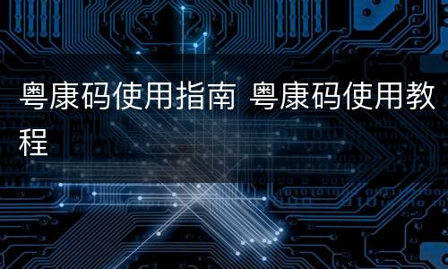 粤康码使用指南 粤康码使用教程