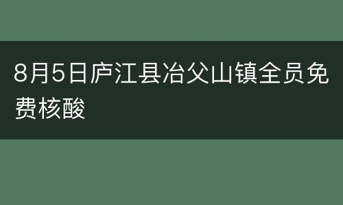 8月5日庐江县冶父山镇全员免费核酸