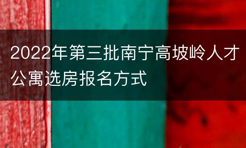 2022年第三批南宁高坡岭人才公寓选房报名方式