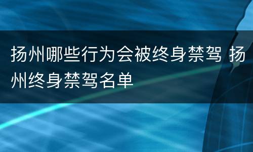 扬州哪些行为会被终身禁驾 扬州终身禁驾名单