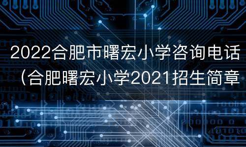 2022合肥市曙宏小学咨询电话（合肥曙宏小学2021招生简章）