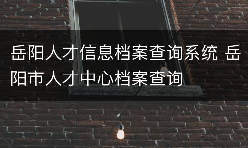 岳阳人才信息档案查询系统 岳阳市人才中心档案查询