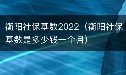 衡阳社保基数2022（衡阳社保基数是多少钱一个月）