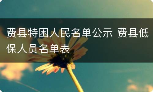 费县特困人民名单公示 费县低保人员名单表
