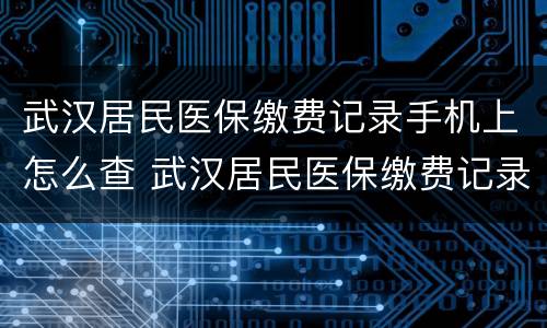 武汉居民医保缴费记录手机上怎么查 武汉居民医保缴费记录手机上怎么查询