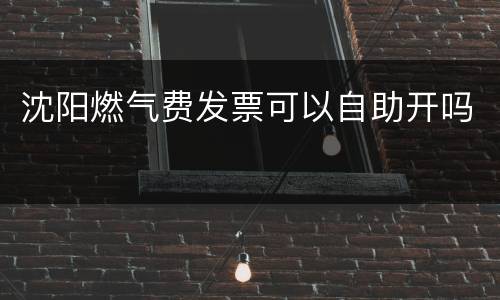 沈阳燃气费发票可以自助开吗