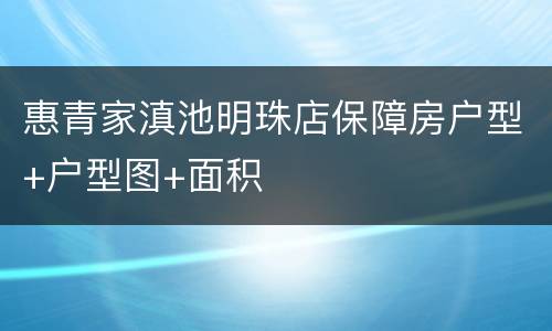 惠青家滇池明珠店保障房户型+户型图+面积