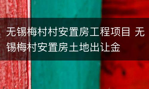 无锡梅村村安置房工程项目 无锡梅村安置房土地出让金