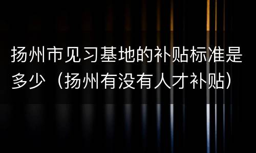 扬州市见习基地的补贴标准是多少（扬州有没有人才补贴）
