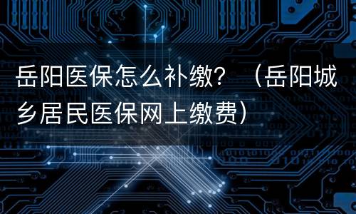 岳阳医保怎么补缴？（岳阳城乡居民医保网上缴费）