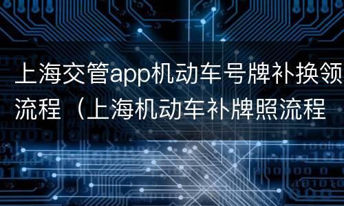 上海交管app机动车号牌补换领流程（上海机动车补牌照流程）