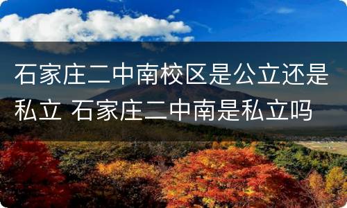 石家庄二中南校区是公立还是私立 石家庄二中南是私立吗
