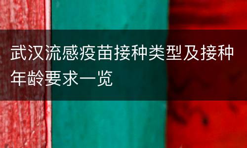 武汉流感疫苗接种类型及接种年龄要求一览