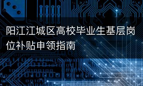 阳江江城区高校毕业生基层岗位补贴申领指南