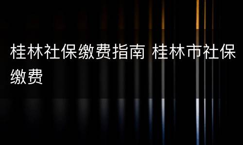 桂林社保缴费指南 桂林市社保缴费