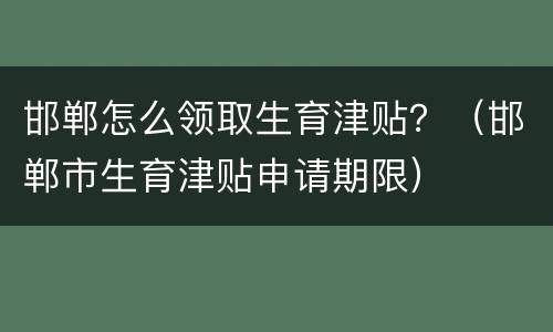 邯郸怎么领取生育津贴？（邯郸市生育津贴申请期限）