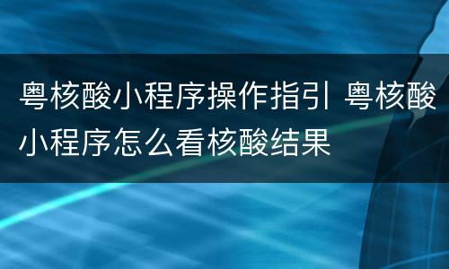 粤核酸小程序操作指引 粤核酸小程序怎么看核酸结果