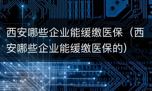 西安哪些企业能缓缴医保（西安哪些企业能缓缴医保的）