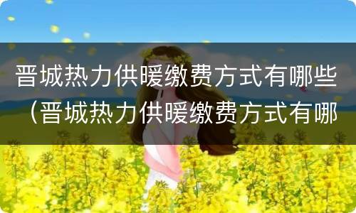 晋城热力供暖缴费方式有哪些（晋城热力供暖缴费方式有哪些公司）
