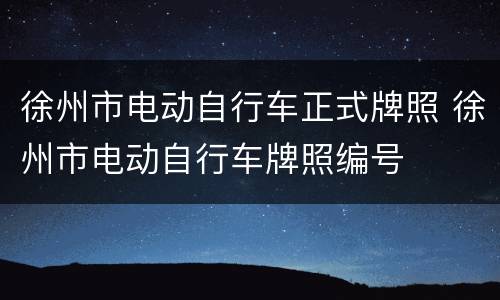 徐州市电动自行车正式牌照 徐州市电动自行车牌照编号