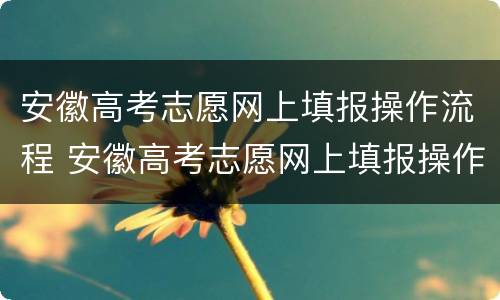 安徽高考志愿网上填报操作流程 安徽高考志愿网上填报操作流程详解