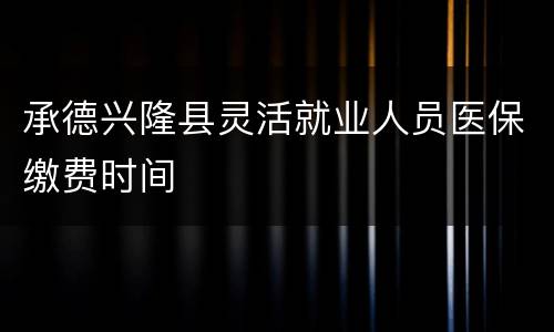 承德兴隆县灵活就业人员医保缴费时间
