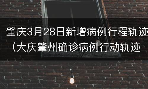 肇庆3月28日新增病例行程轨迹（大庆肇州确诊病例行动轨迹）