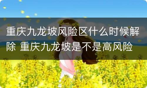 重庆九龙坡风险区什么时候解除 重庆九龙坡是不是高风险