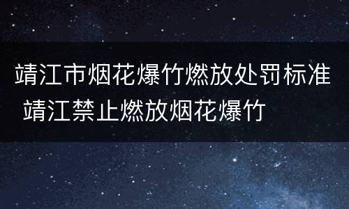 靖江市烟花爆竹燃放处罚标准 靖江禁止燃放烟花爆竹