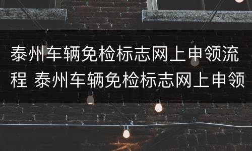 泰州车辆免检标志网上申领流程 泰州车辆免检标志网上申领流程视频