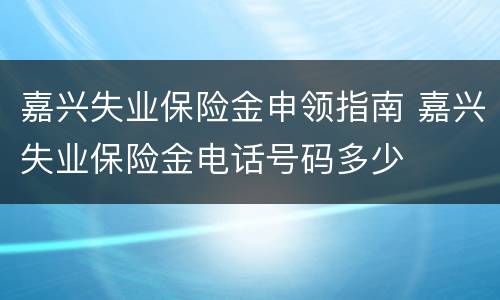 嘉兴失业保险金申领指南 嘉兴失业保险金电话号码多少