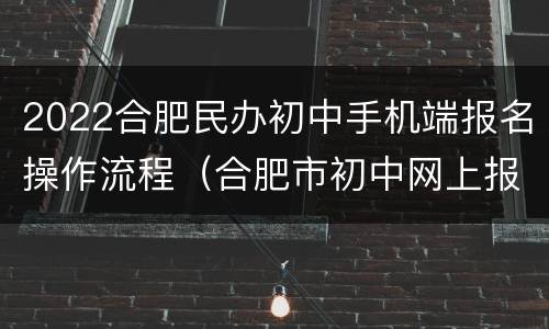 2022合肥民办初中手机端报名操作流程（合肥市初中网上报名流程）