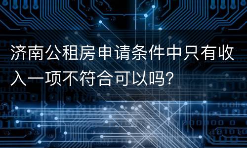 济南公租房申请条件中只有收入一项不符合可以吗？