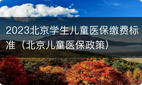 2023北京学生儿童医保缴费标准（北京儿童医保政策）