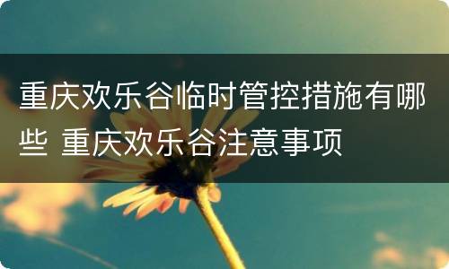 重庆欢乐谷临时管控措施有哪些 重庆欢乐谷注意事项