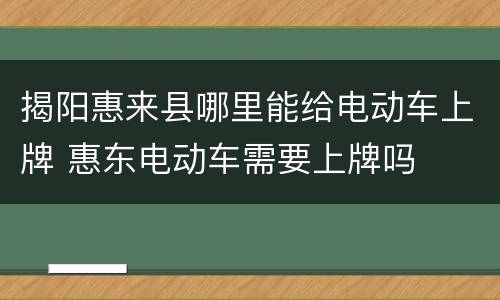 揭阳惠来县哪里能给电动车上牌 惠东电动车需要上牌吗