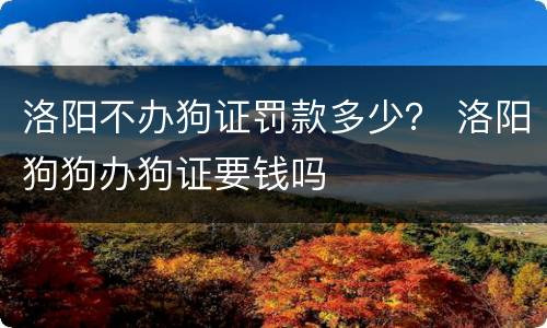 洛阳不办狗证罚款多少？ 洛阳狗狗办狗证要钱吗