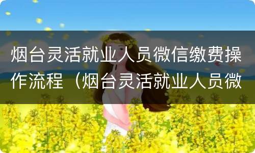 烟台灵活就业人员微信缴费操作流程（烟台灵活就业人员微信缴费操作流程视频）