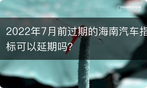 2022年7月前过期的海南汽车指标可以延期吗？