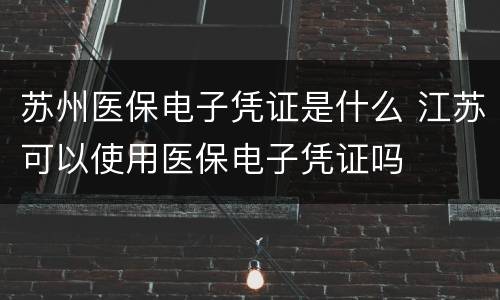 苏州医保电子凭证是什么 江苏可以使用医保电子凭证吗