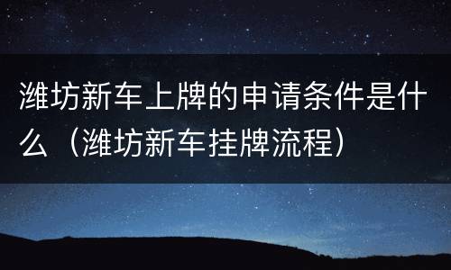 潍坊新车上牌的申请条件是什么（潍坊新车挂牌流程）