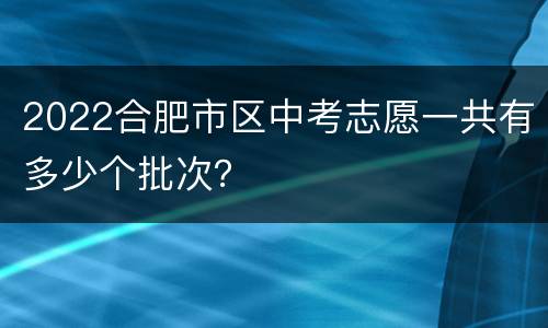 2022合肥市区中考志愿一共有多少个批次？