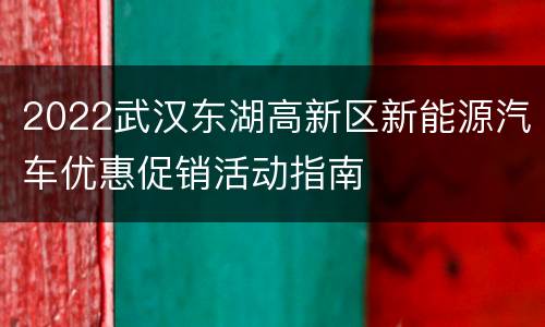 2022武汉东湖高新区新能源汽车优惠促销活动指南